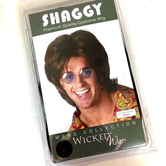 80'sStyle Men's Shaggy Wig – Black New In Package NWT _ NOS